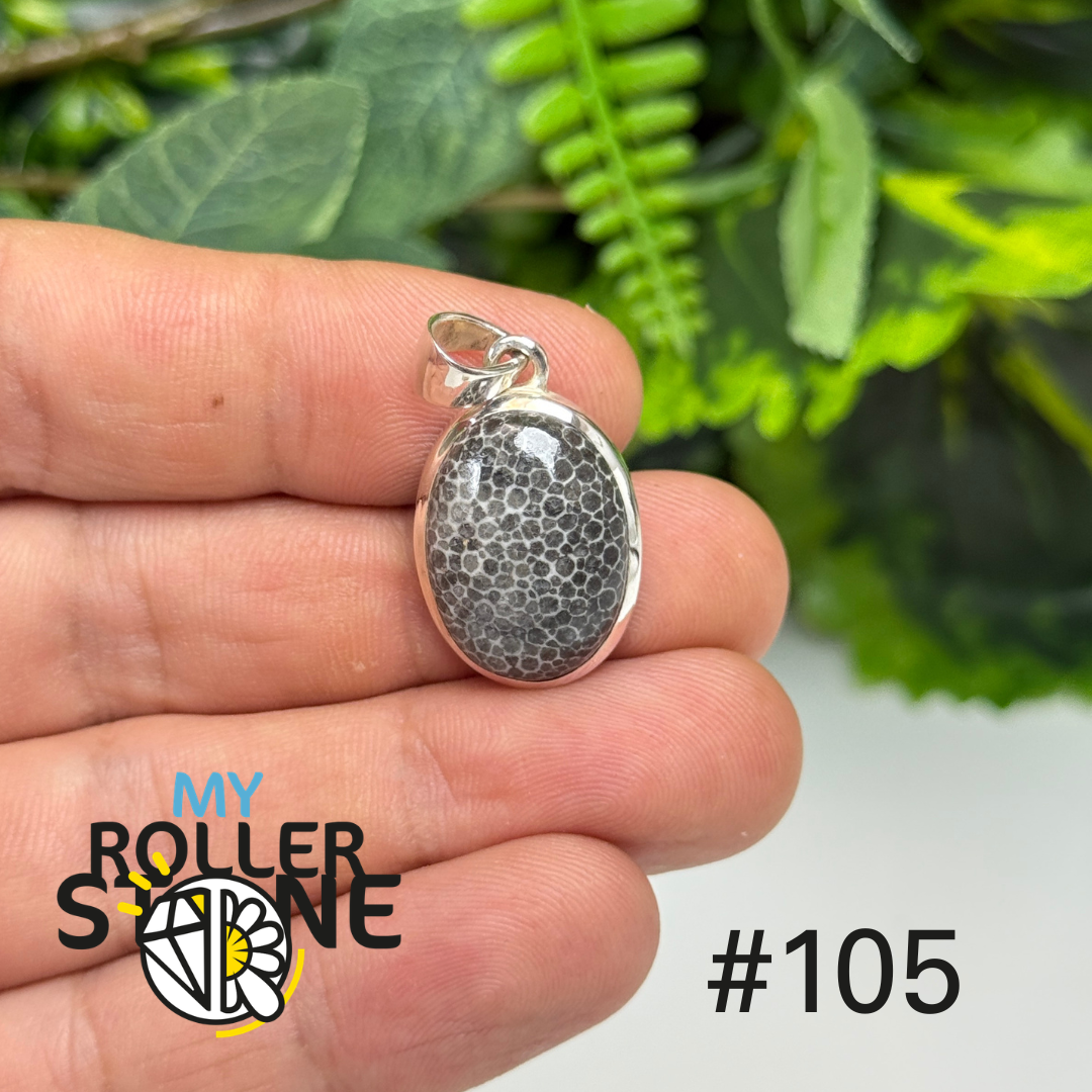 Pendentif argent corail noir #P105