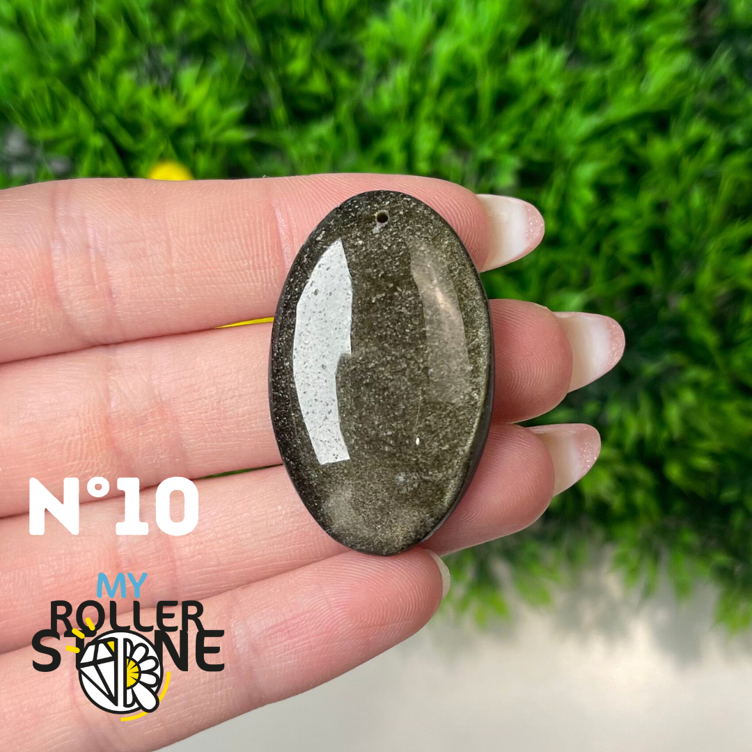Pendentif Obsidienne dorée 5A percé