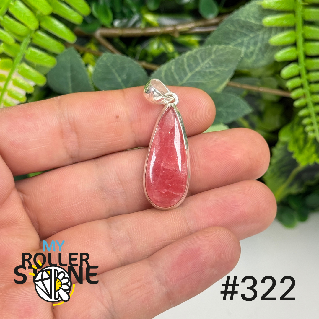 Pendentif argent 925 rhodochrosite translucide #P322