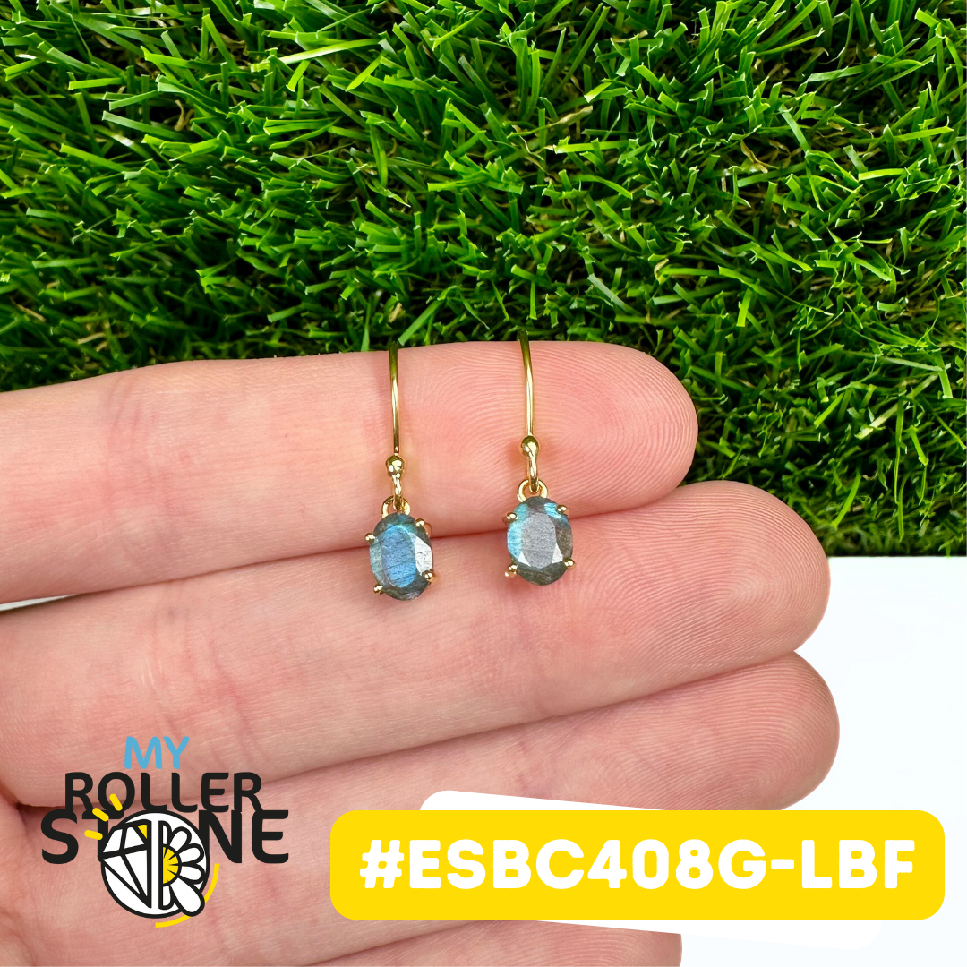 Boucles d'Oreilles Labradorite Facettée Argent 925 Plaqué Or 18K (ESBC408G-LBF)