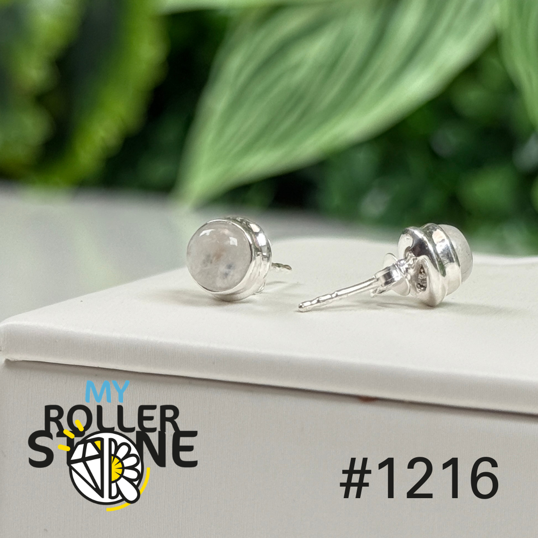 Boucles d’oreilles puces pierre de lune #1216