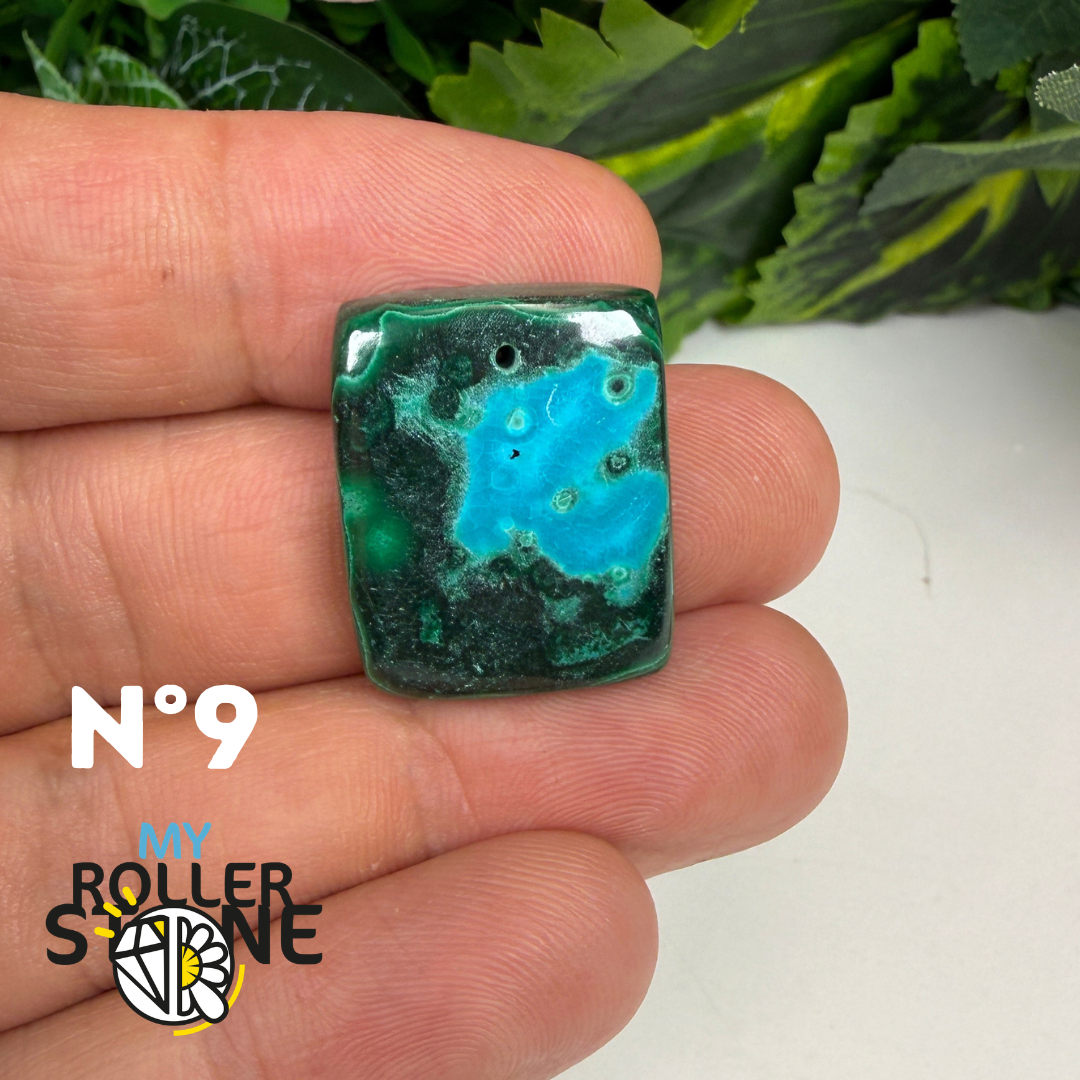 Pendentif Malachite Chrysocolle Percé 5A