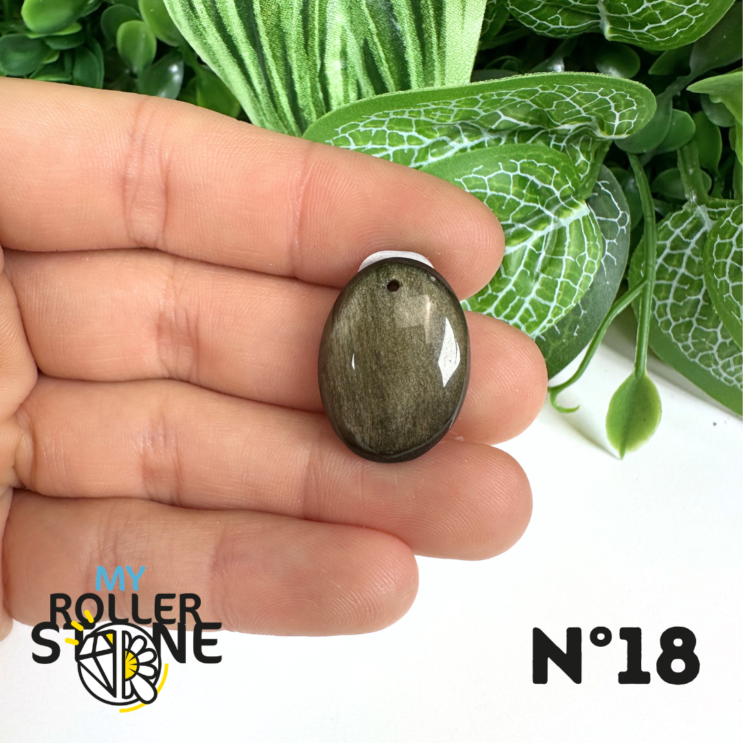 Pendentif Obsidienne dorée 5A percé