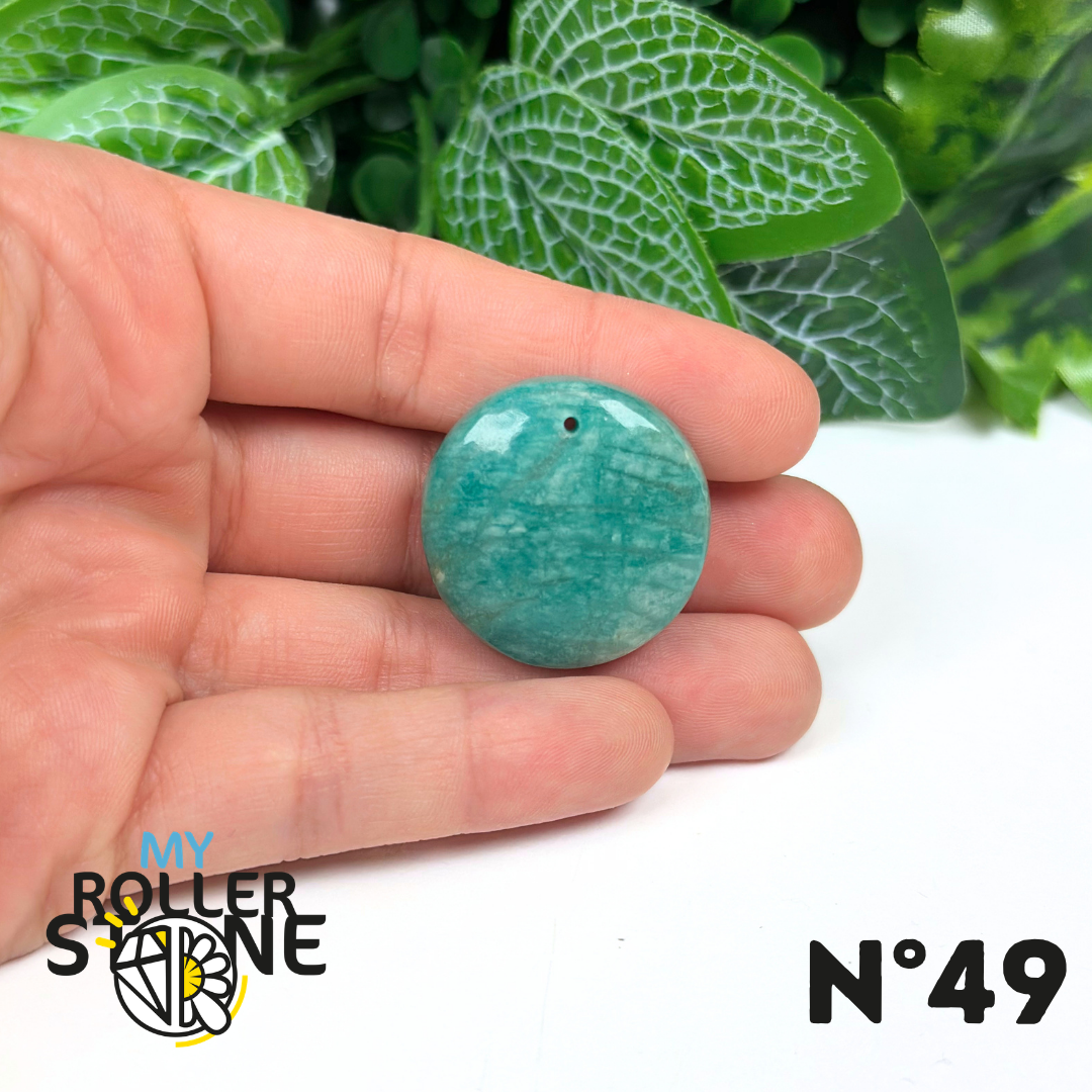 Pendentif Percé Rond Amazonite Bleue 5A