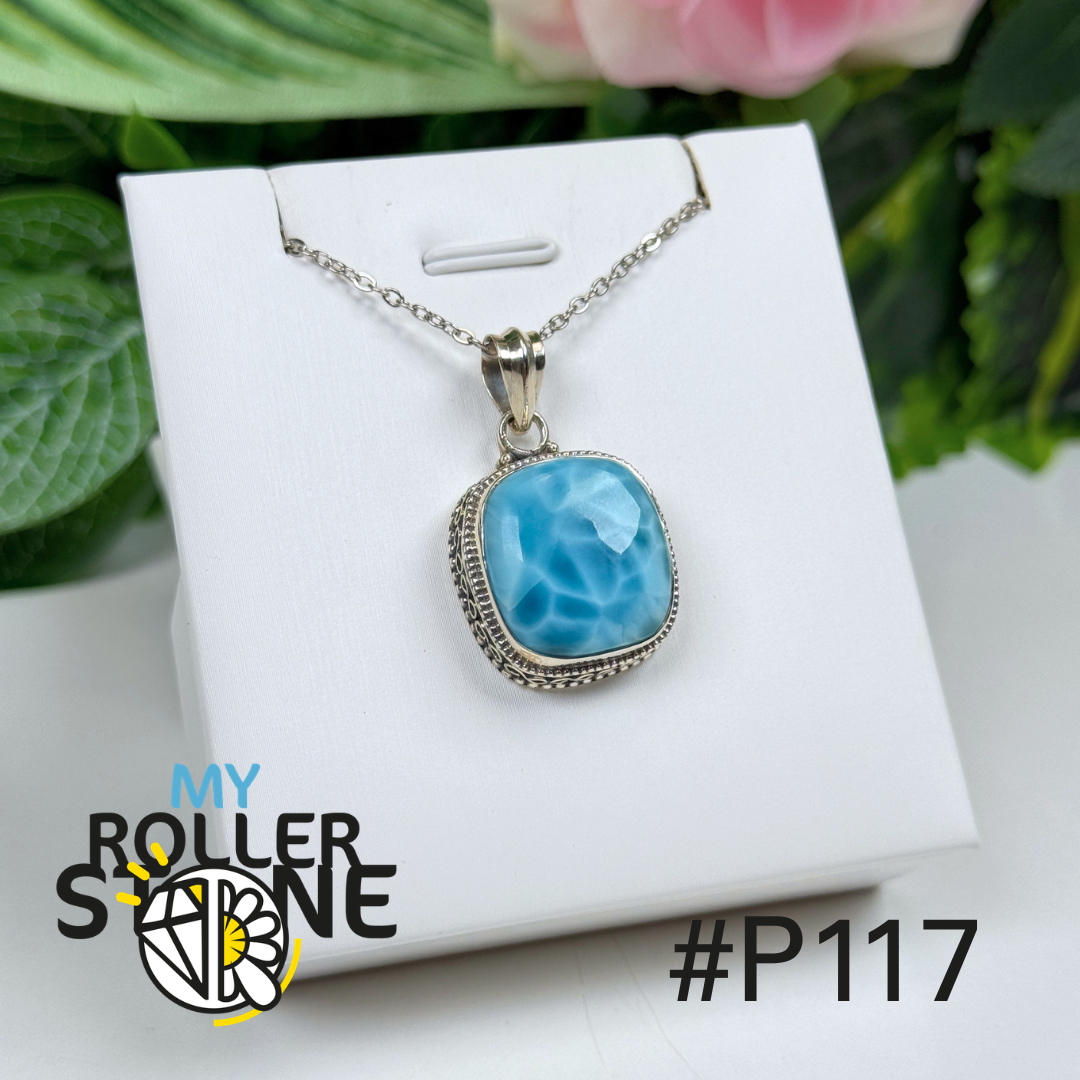 Pendentif argent larimar #P117