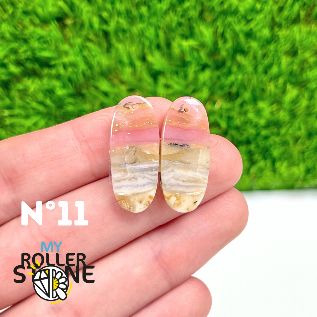 Pendentif Percé Opale Rose Duo