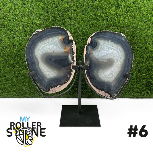 Tranche Duo d'Agate sur Support Métal #6