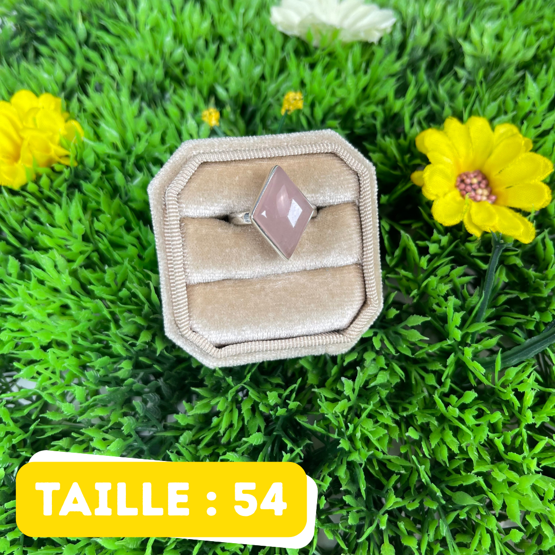 Bague Argent en Quartz rose #111