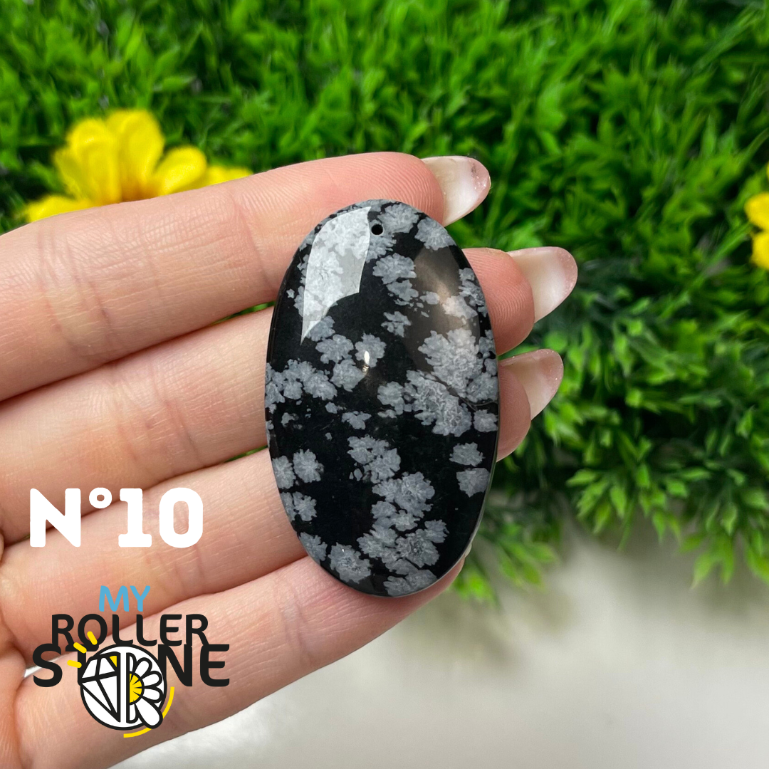 Pendentif Obsidienne flocon de neige 5A percé