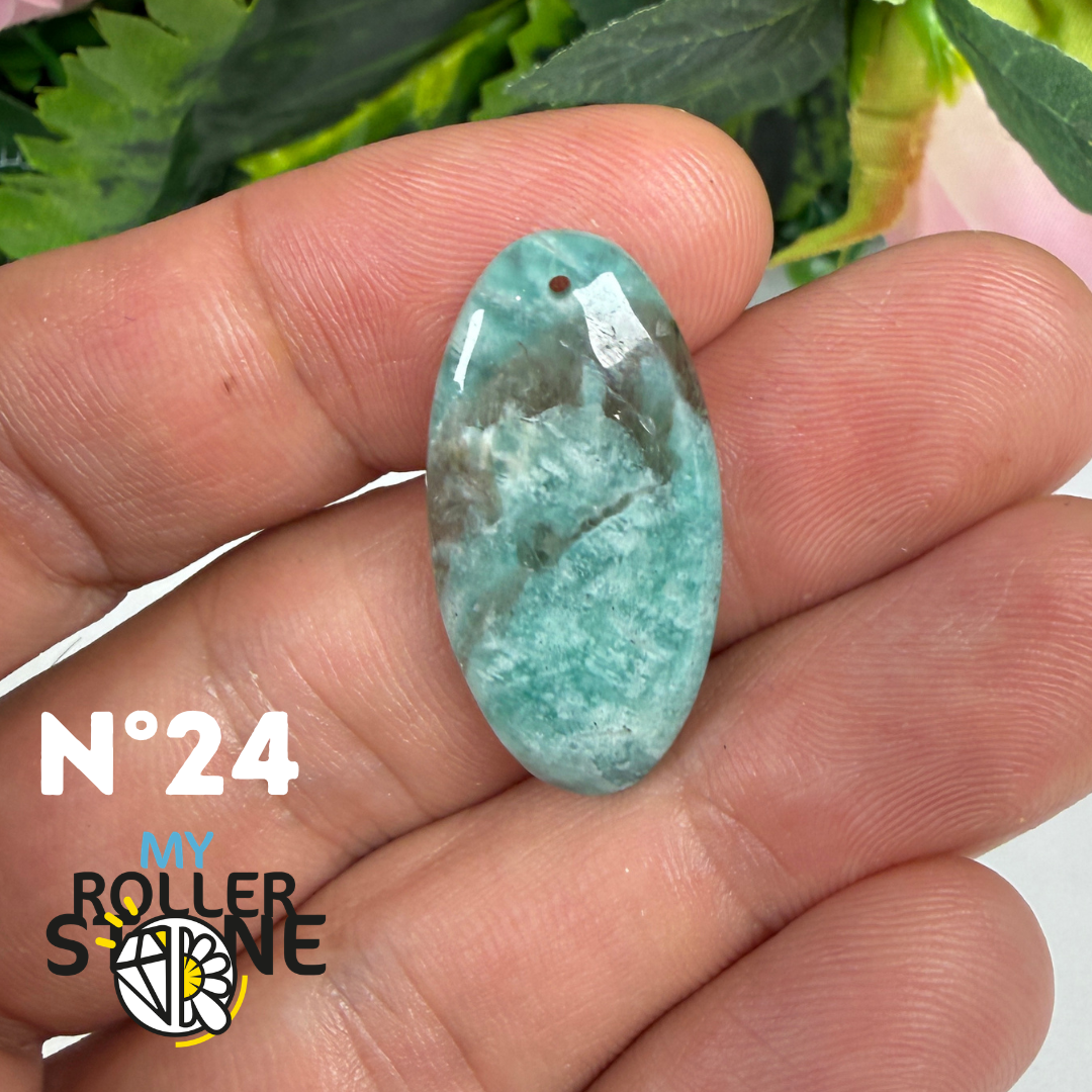 Pendentif Percé Amazonite et Quartz Fumé (Rare)