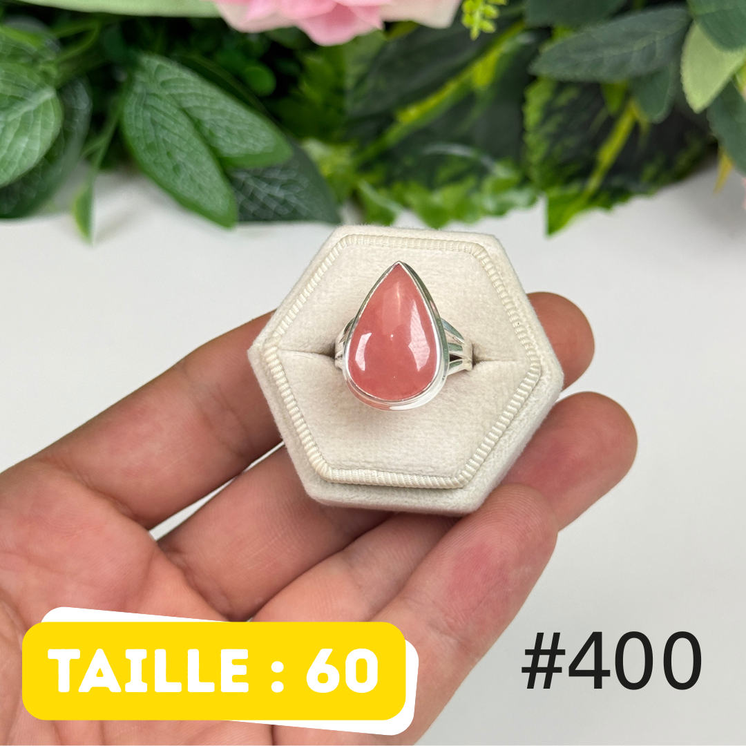 Bague argent 925 rhodochrosite translucide #R400