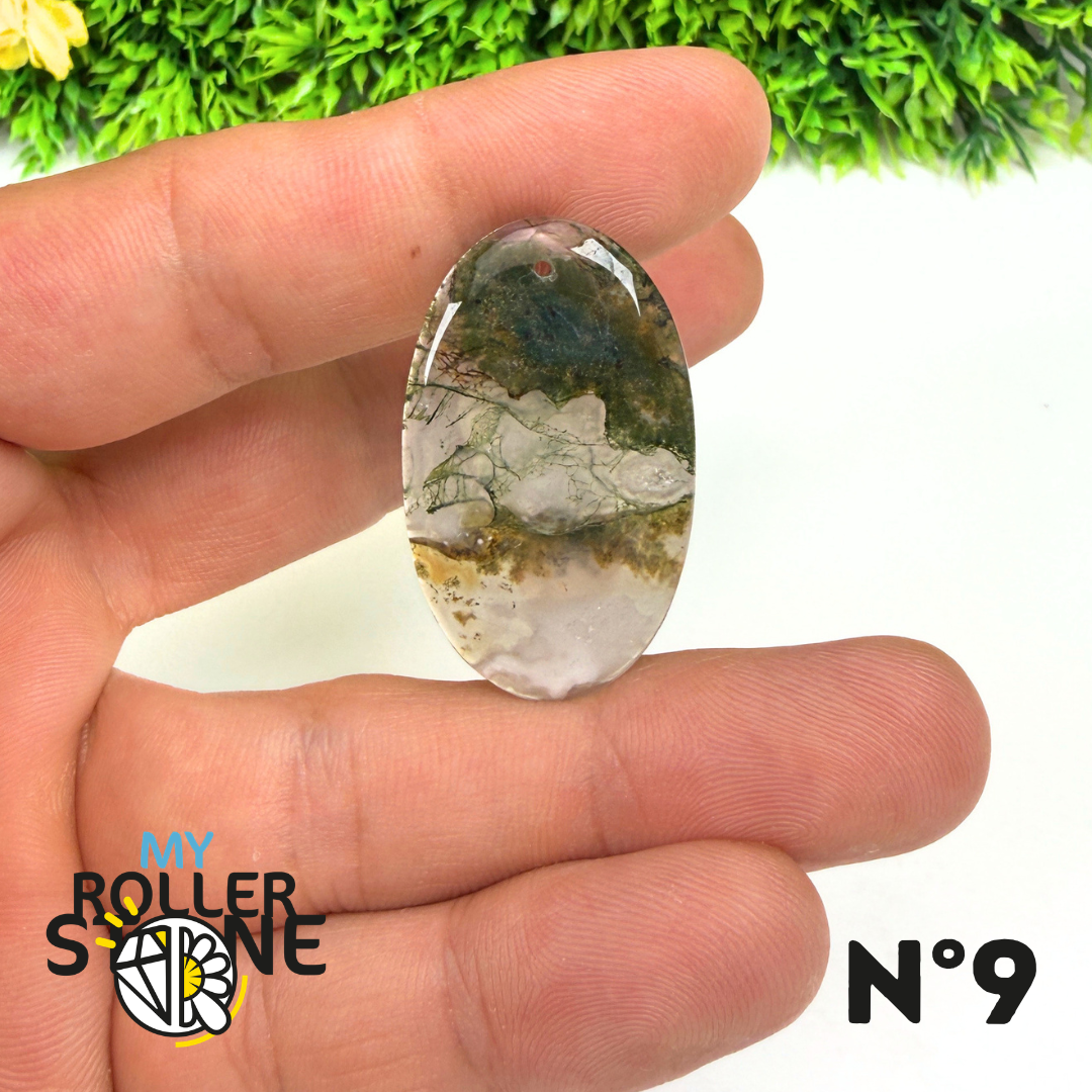 Pendentif Percé Agate Mousse Naturelle 5A