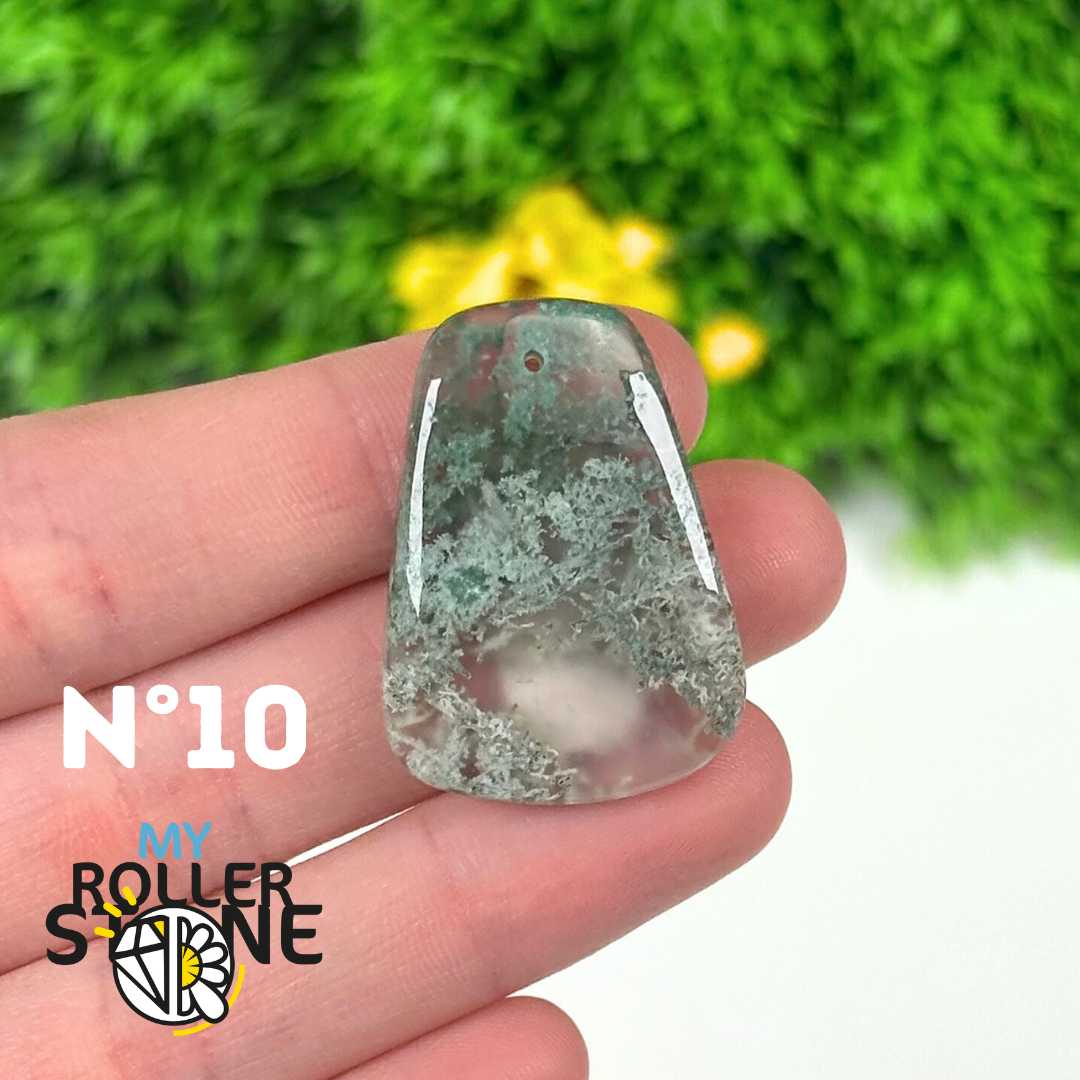 Pendentif Agate Mousse percé 5A