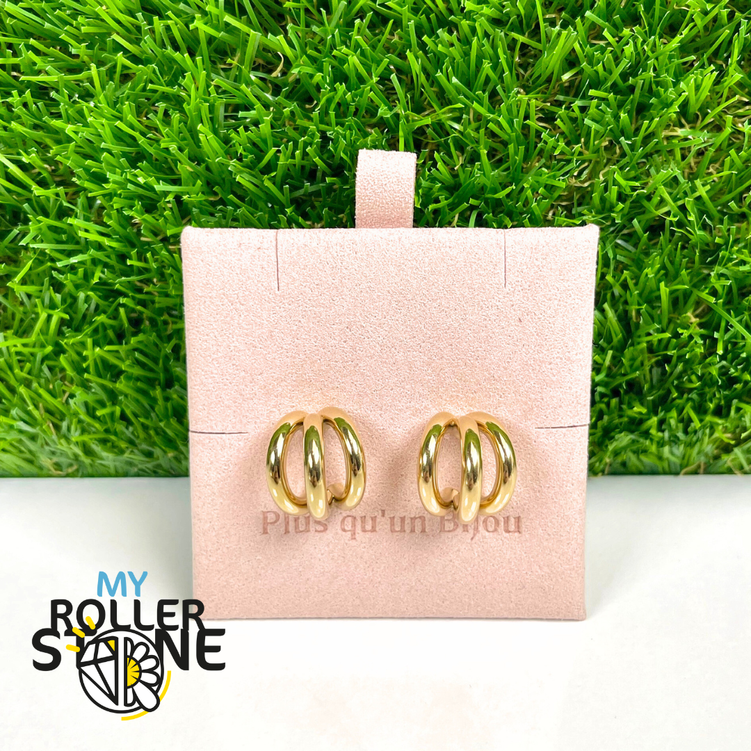 Boucles d'oreilles Demi Créole en acier inoxydable Couleur Or