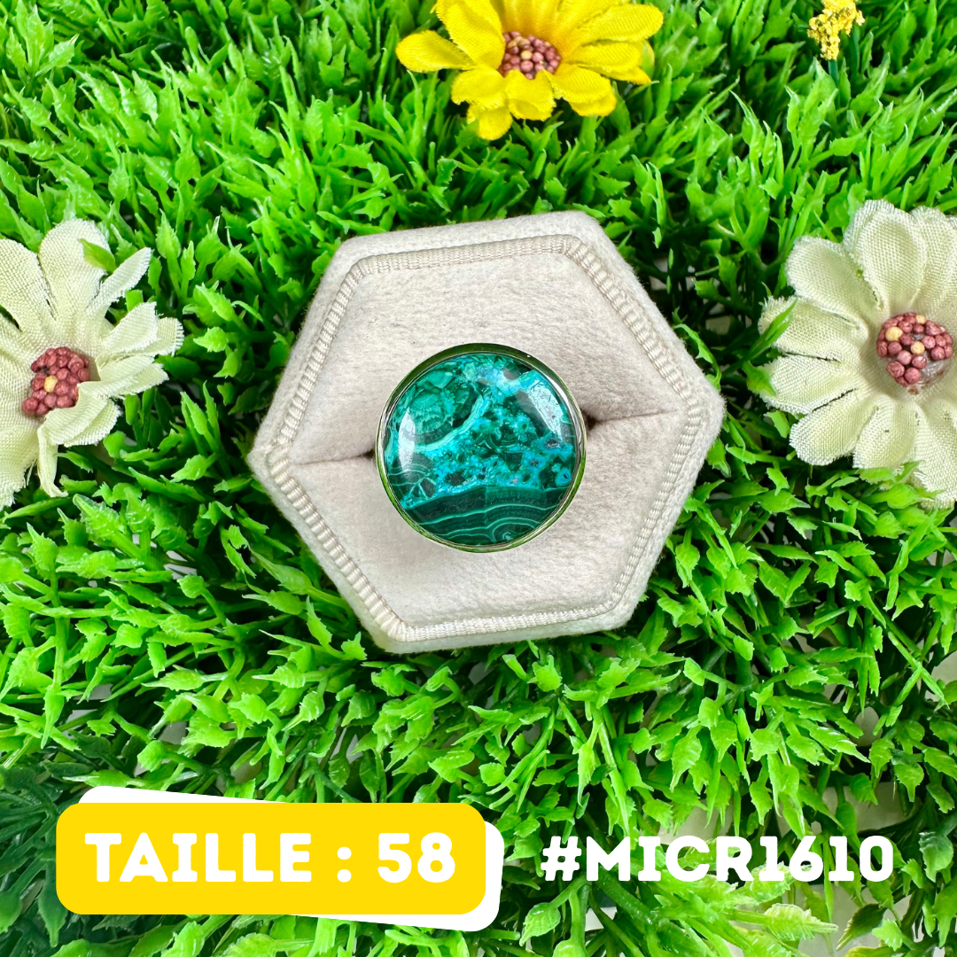 Bague Malachite Chrysocolle Argent 925 #MICR1610