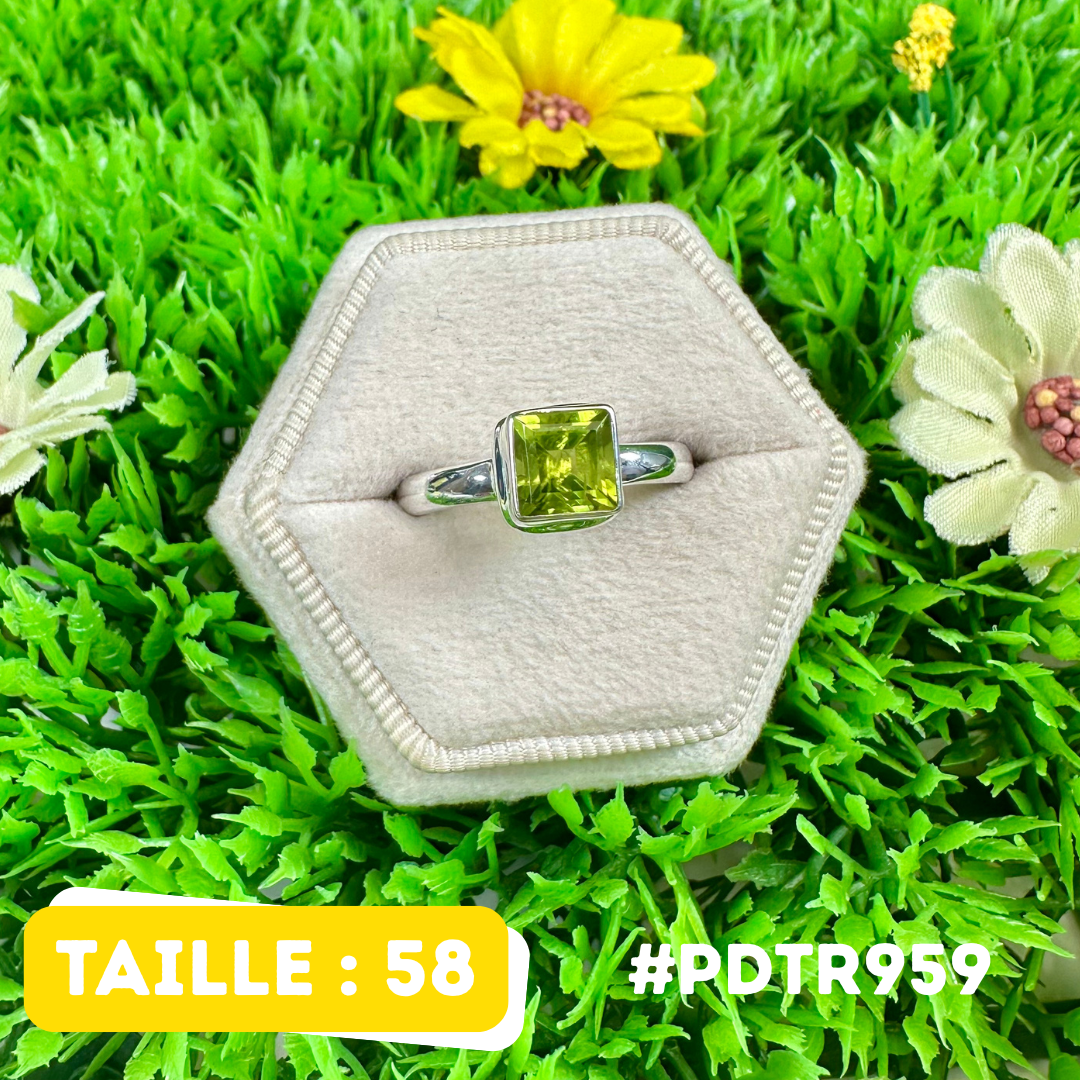 Bague Argent 925 Péridot facetté #PDTR959