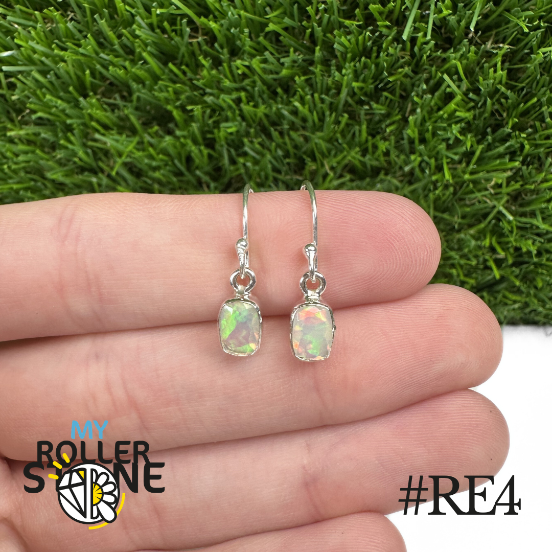 Boucles d’Oreilles Opale Éthiopienne Rectangle 8x6MM En Argent 925