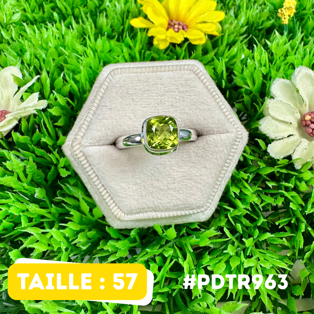 Bague Argent 925 Péridot facetté #PDTR963