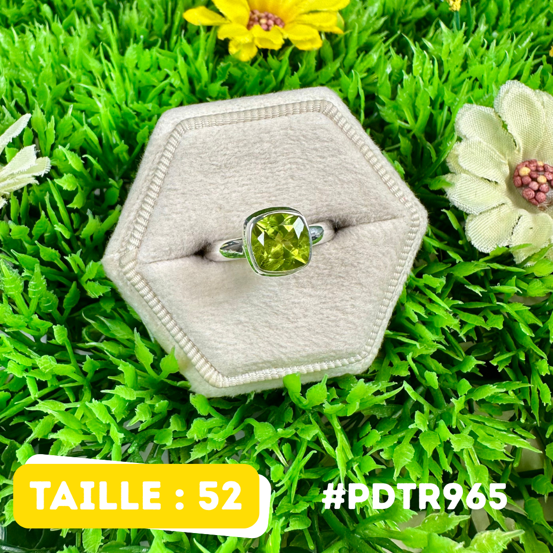 Bague Argent 925 Péridot facetté #PDTR965