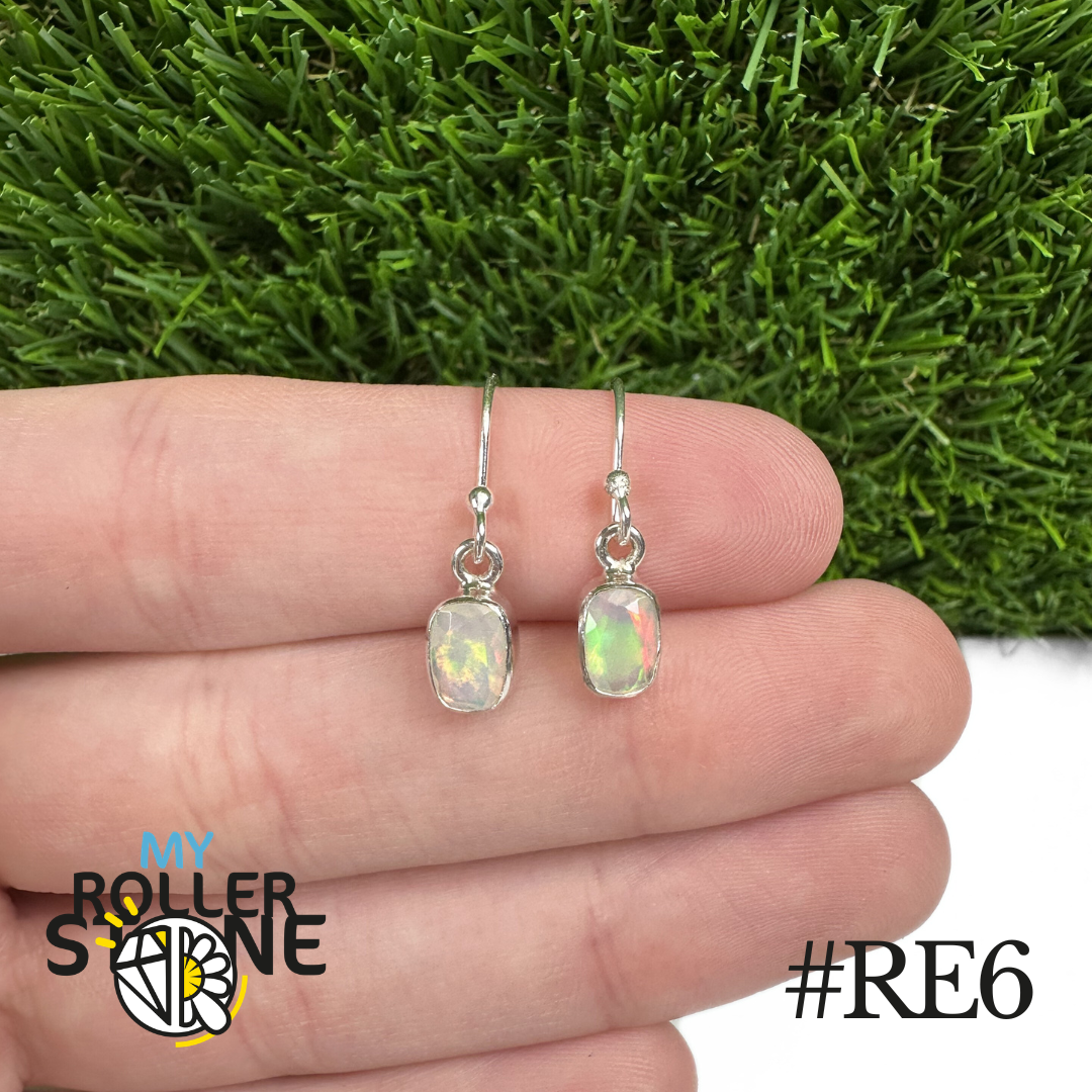 Boucles d’Oreilles Opale Éthiopienne Rectangle 8x6MM En Argent 925