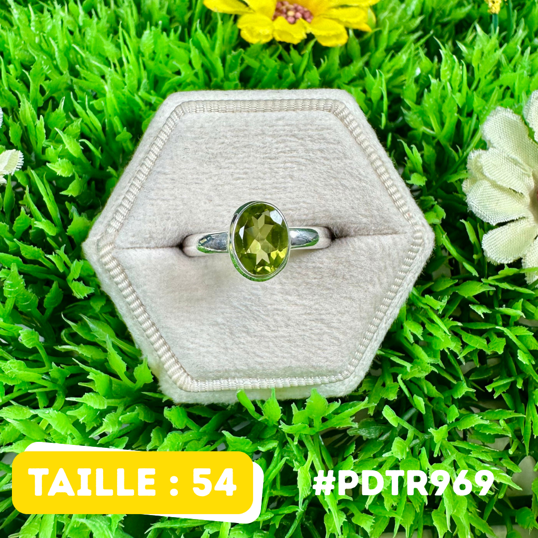 Bague Argent 925 Péridot facetté #PDTR969