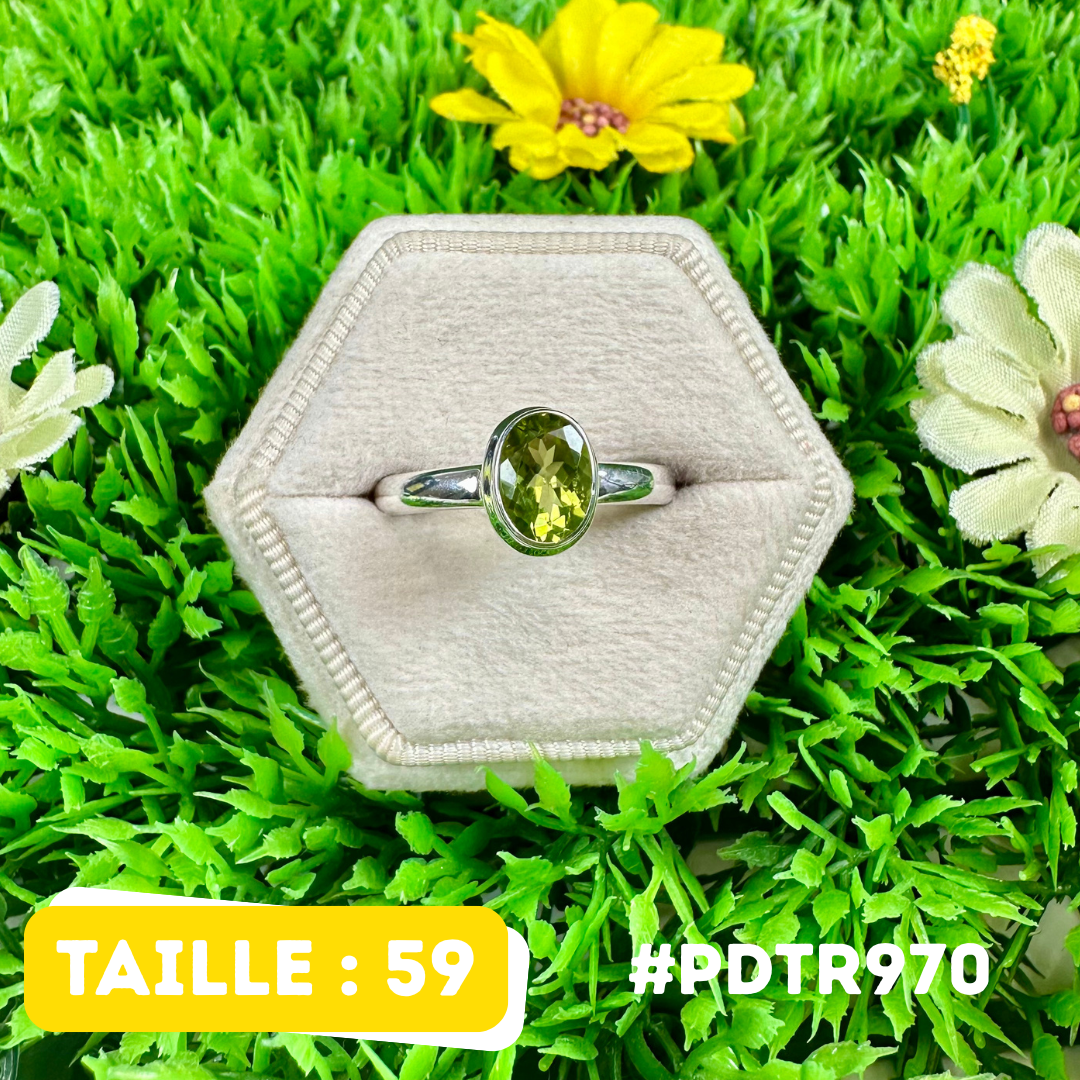 Bague Argent 925 Péridot facetté #PDTR970