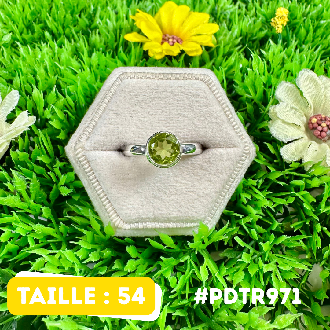 Bague Argent 925 Péridot facetté #PDTR971