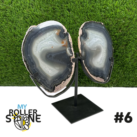 Tranche Duo d'Agate sur Support Métal #6