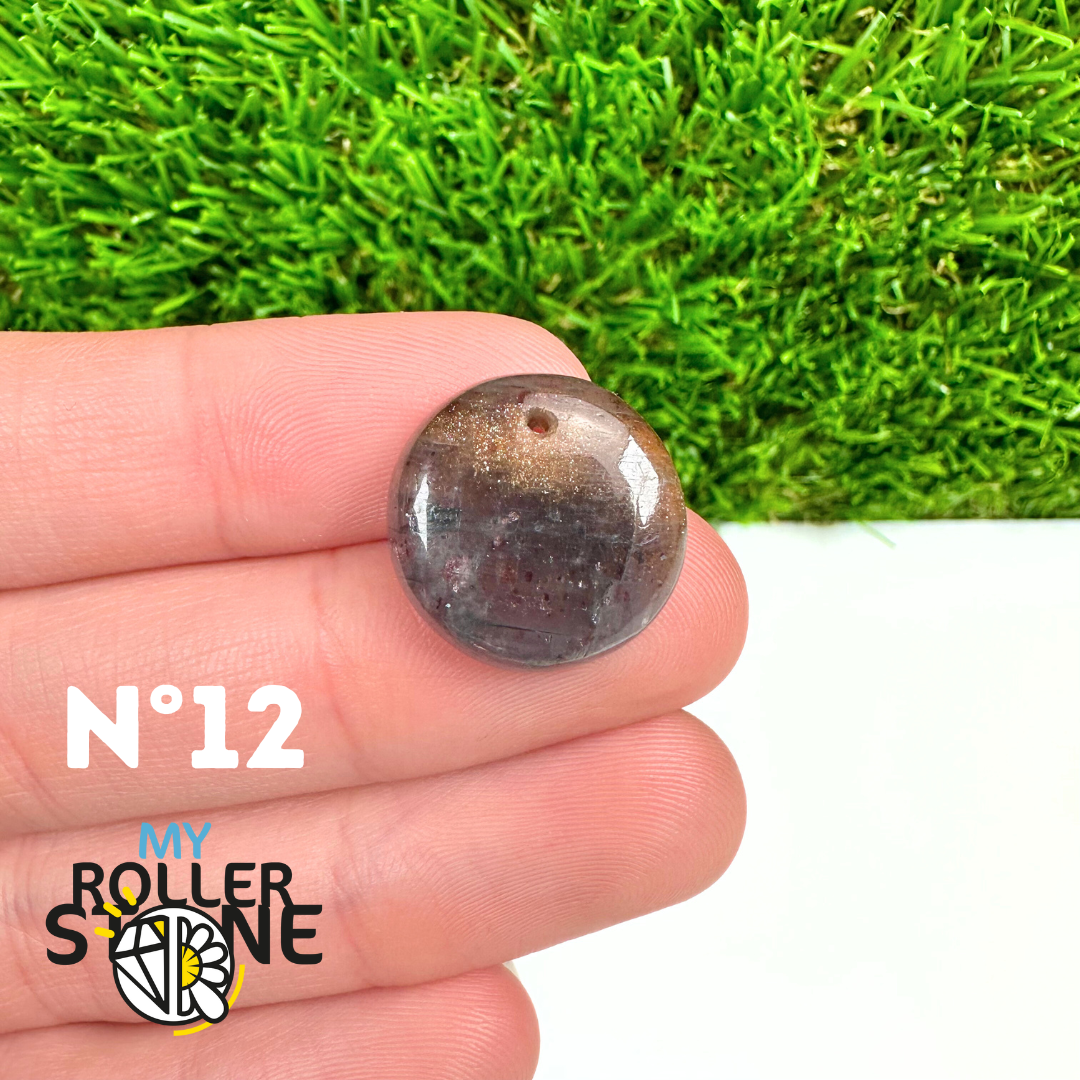 Pendentif Percé Iolite et Pierre de Soleil 5A