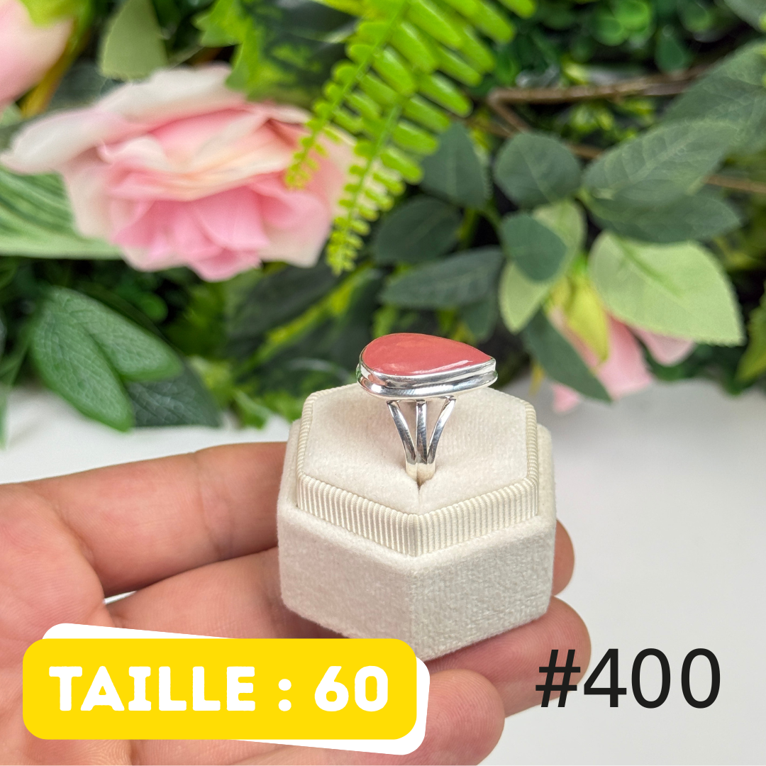 Bague argent 925 rhodochrosite translucide #R400