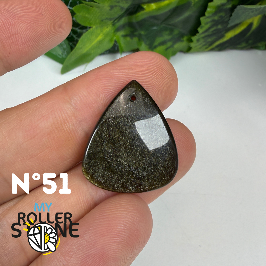 Pendentif Obsidienne dorée 5A percé