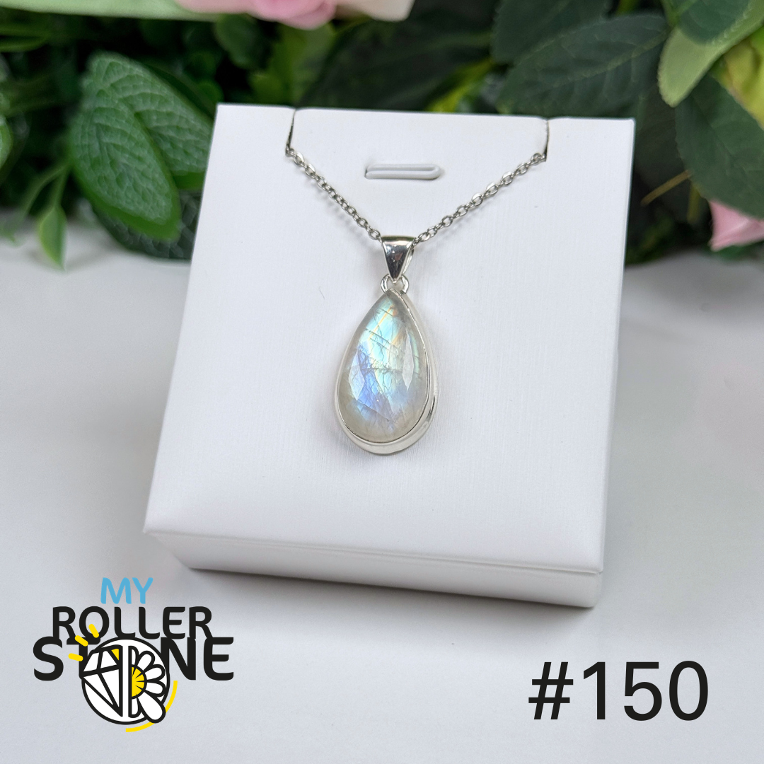 Pendentif argent pierre de lune blue fire #P150