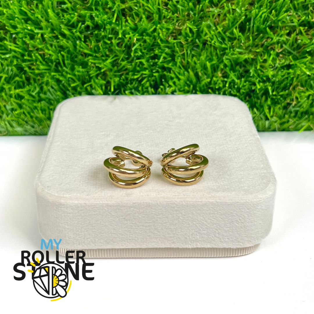 Boucles d'oreilles Demi Créole en acier inoxydable Couleur Or