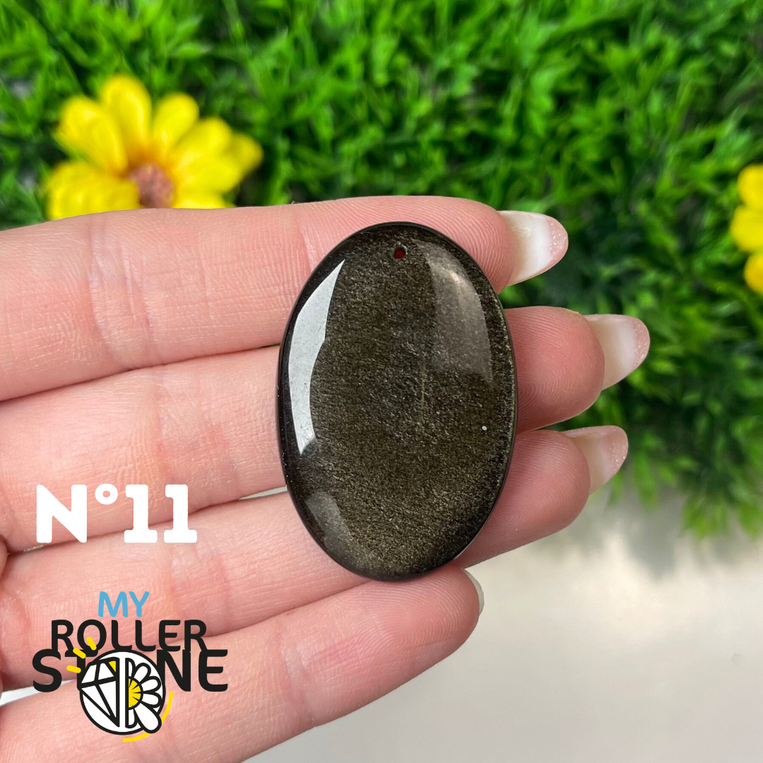 Pendentif Obsidienne dorée 5A percé