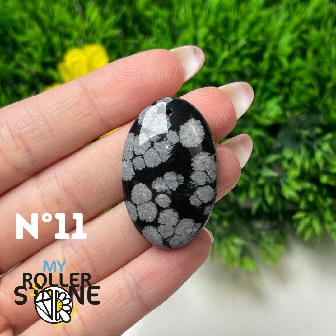Pendentif Obsidienne flocon de neige 5A percé