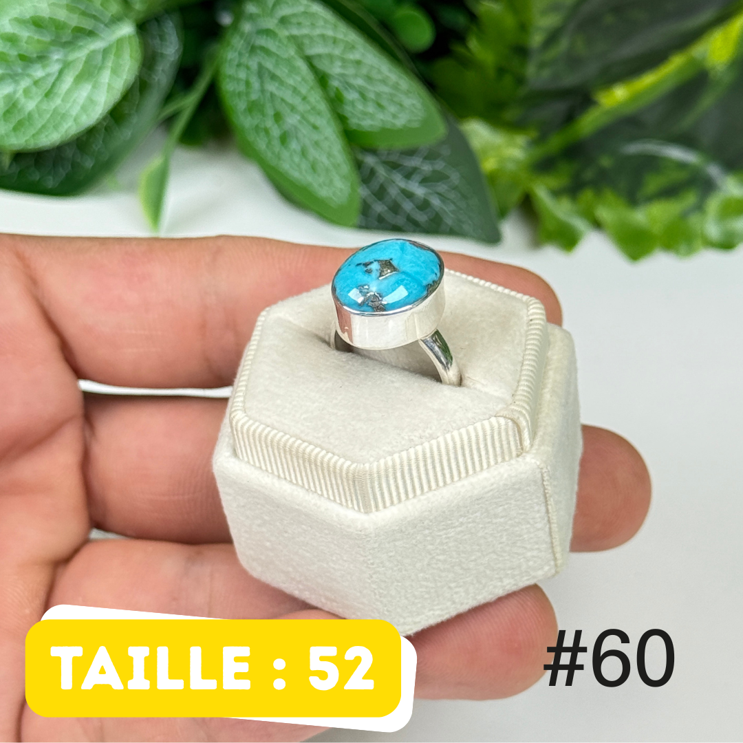 Bague argent 925 turquoise persane Nishapur #TR60