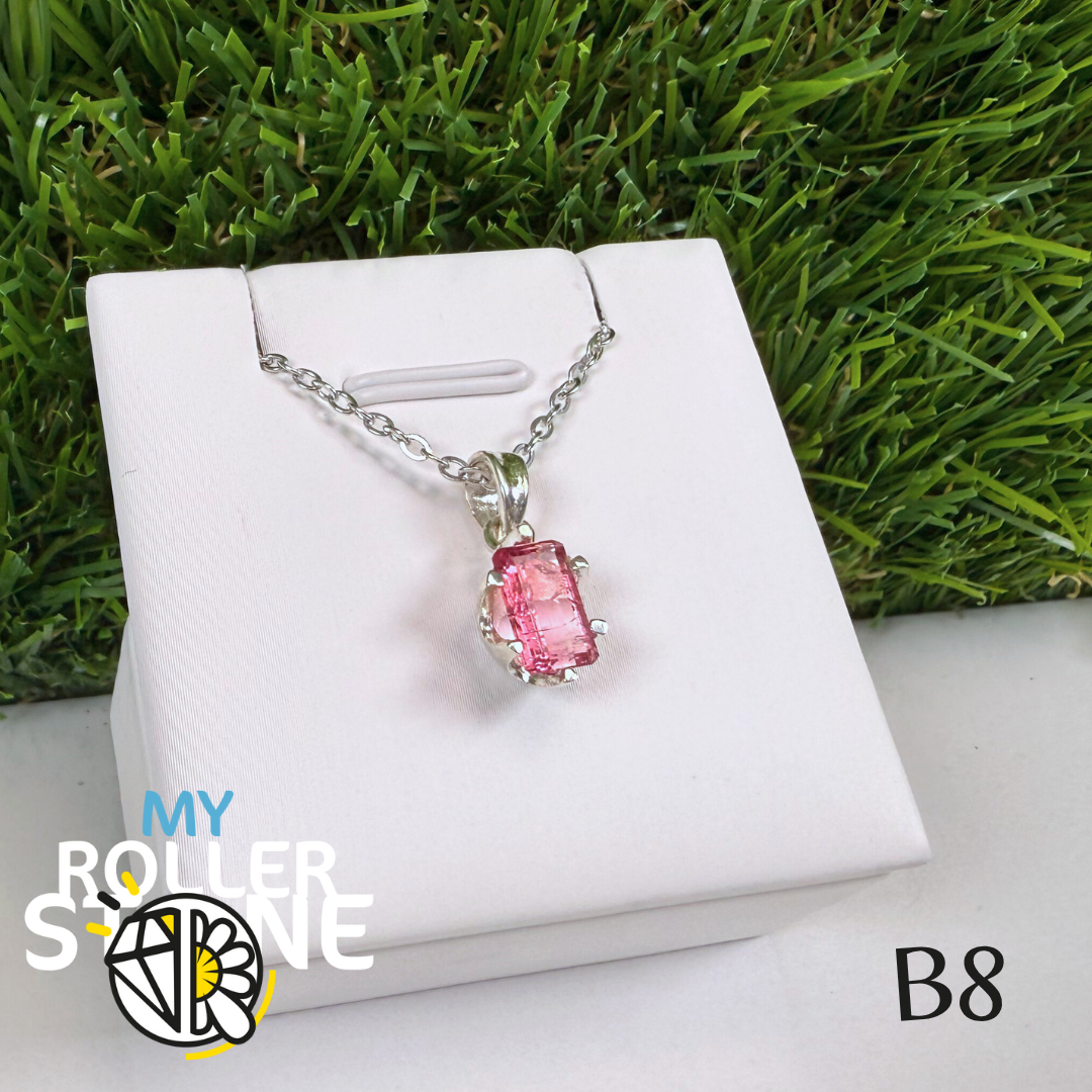 Pendentif Tourmaline Rose “Santa Rosa” et Argent 925 B8