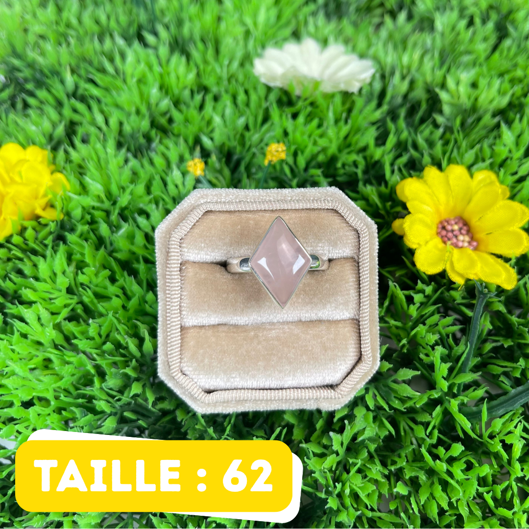 Bague Argent en Quartz rose #112