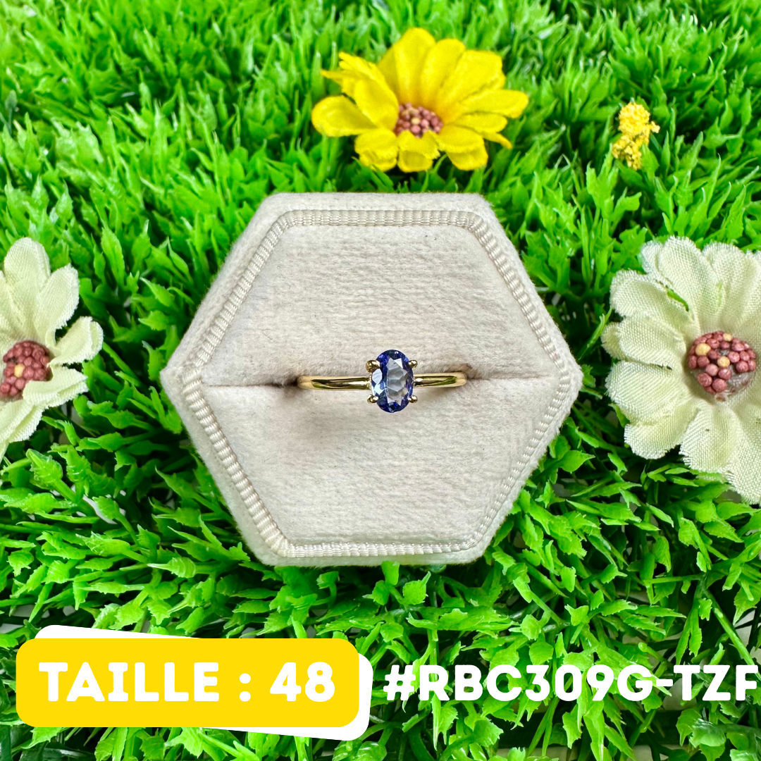 Bague Argent 925 plaqué or Tanzanite 5 tailles #RBC309G-TZF