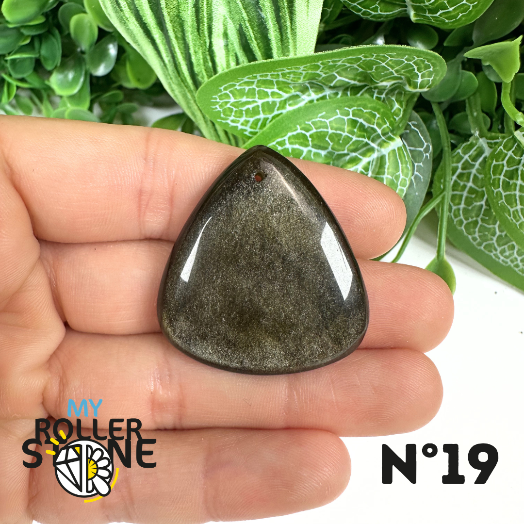 Pendentif Obsidienne dorée 5A percé