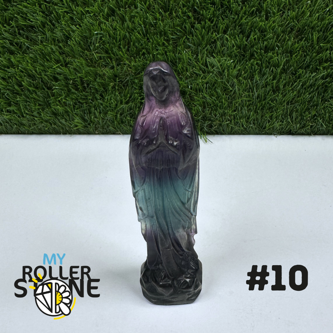 Statuette Vierge Marie en Fluorite Arc-en-Ciel