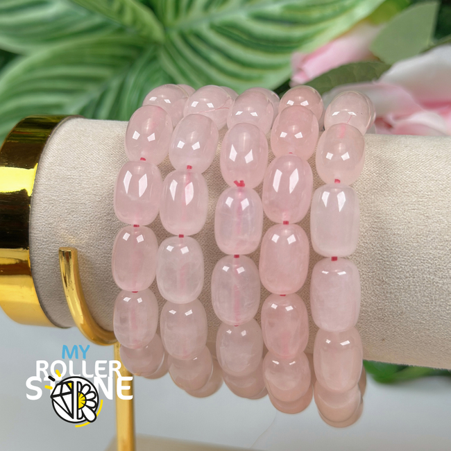 Bracelet Perle Baril Quartz rosede Madagascar 5A