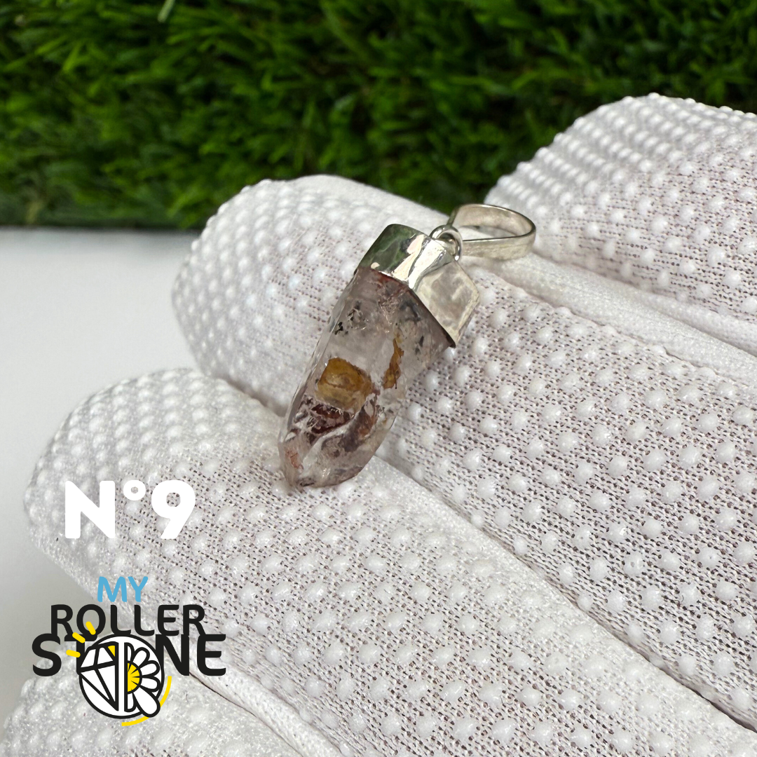 Pendentif Quartz Pétrole et Argent