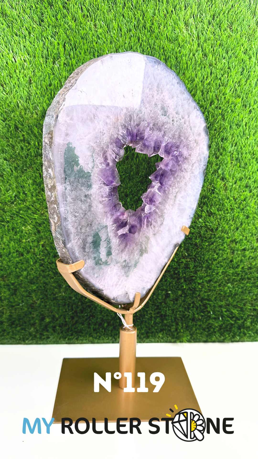 Tranche d'Améthyste sur support métal #119