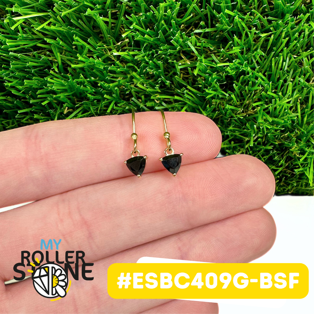 Boucles d'oreilles Argent 925 plaqué or Spinelle noire (ESBC409G-BSF)
