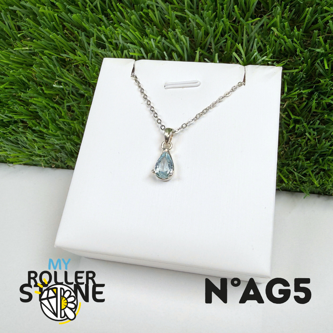 Pendentif Aigue-Marine Facettée Argent 925 #AG5