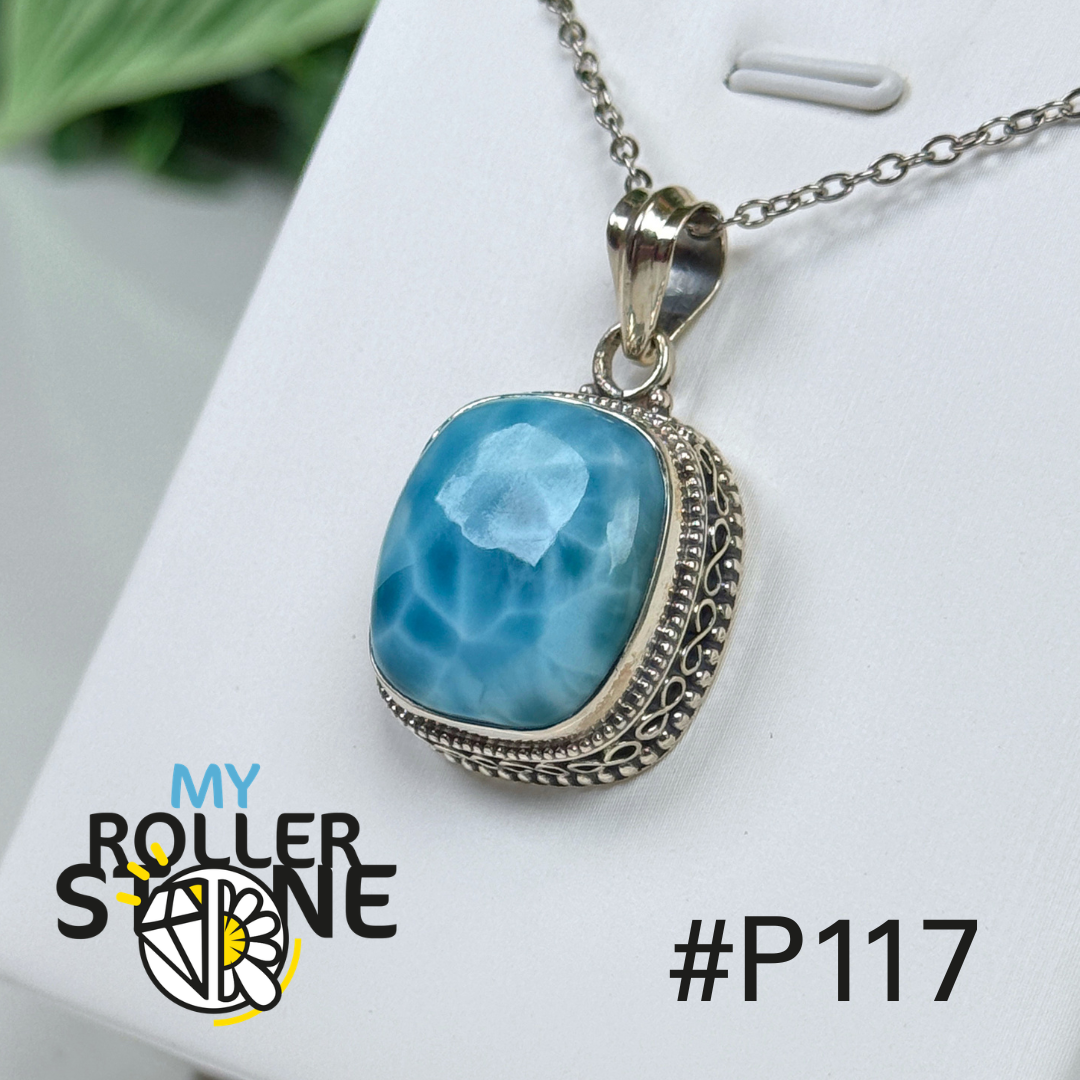 Pendentif argent larimar #P117