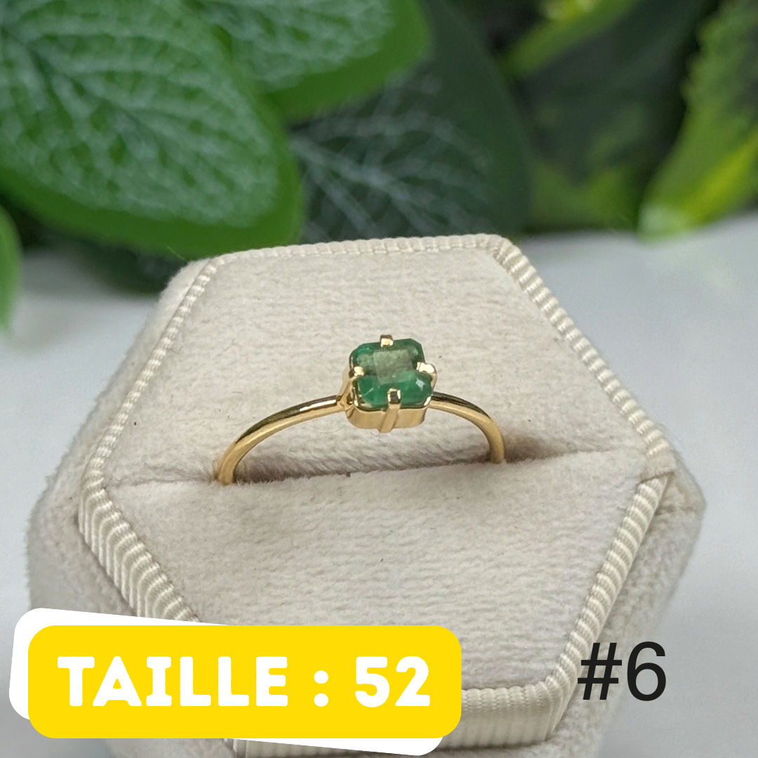 Bague Émeraude Argent 925 Plaqué Or #6