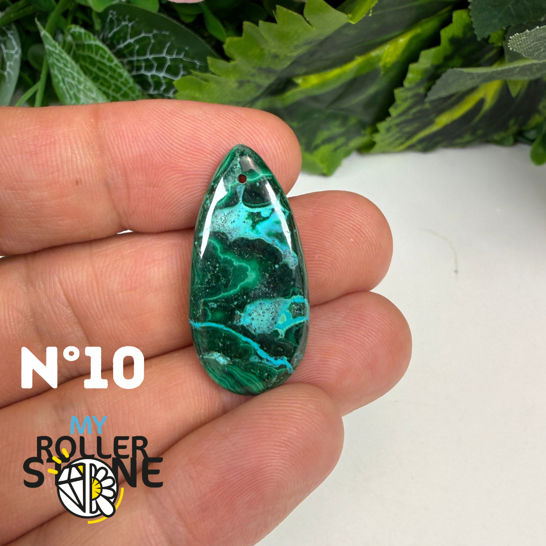Pendentif Malachite Chrysocolle Percé 5A