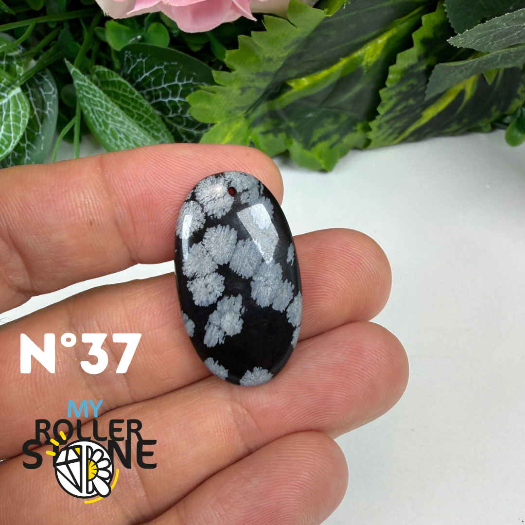 Pendentif Obsidienne flocon de neige 5A percé